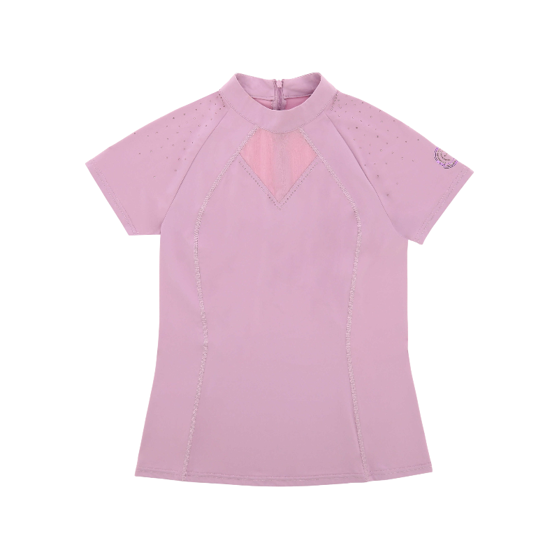 Equithème - Polo manches courtes femme Claudia Je t'aime mauve