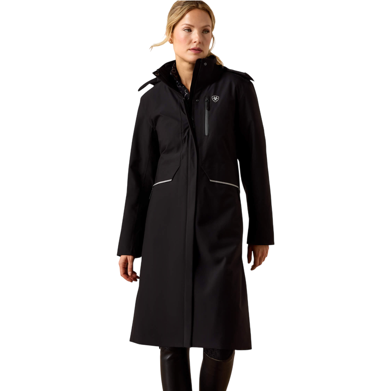 Ariat - Manteau d'équitation imperméable femme Long Rider noir