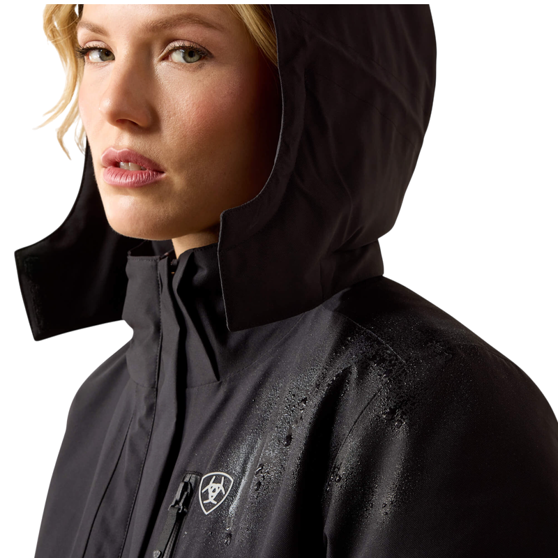 Ariat - Manteau d'équitation imperméable femme Long Rider noir