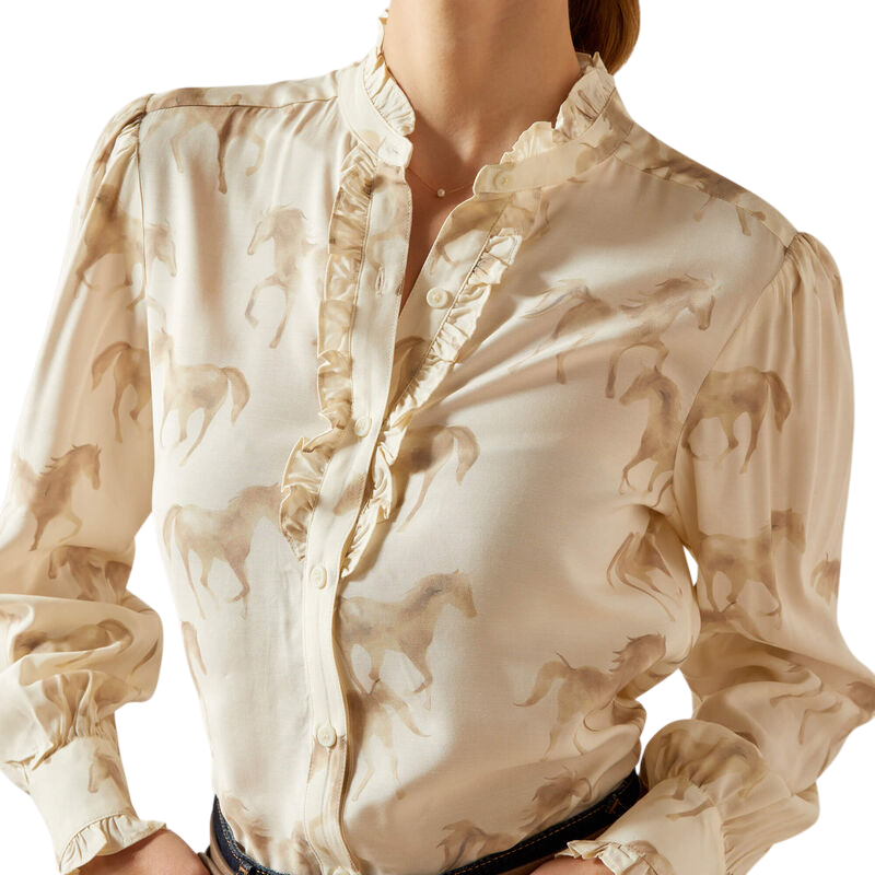 Ariat - Blouse à manches longues femme Cricklade watercolor horse print | - Ohlala
