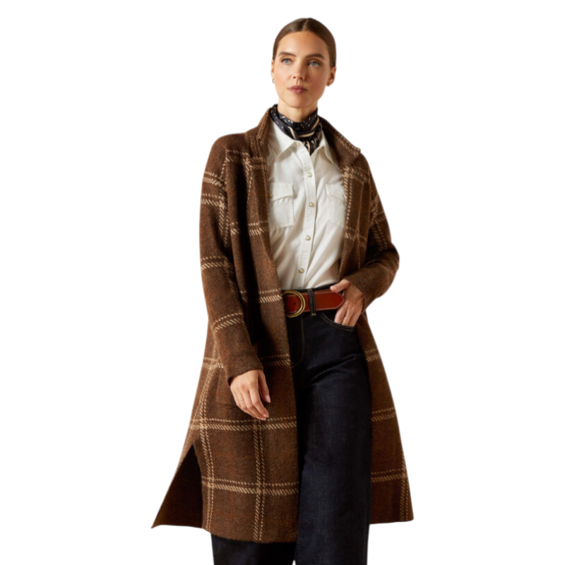 Ariat - Dames lange cardigan Ballston sorrel horse plaid | - Ohlala