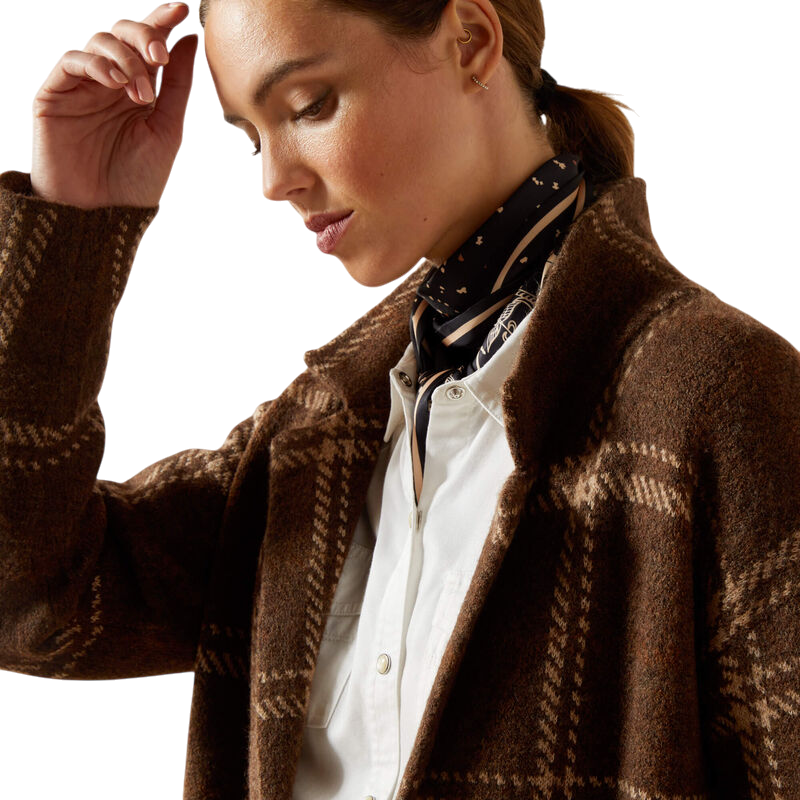 Ariat - Dames lange cardigan Ballston sorrel horse plaid | - Ohlala
