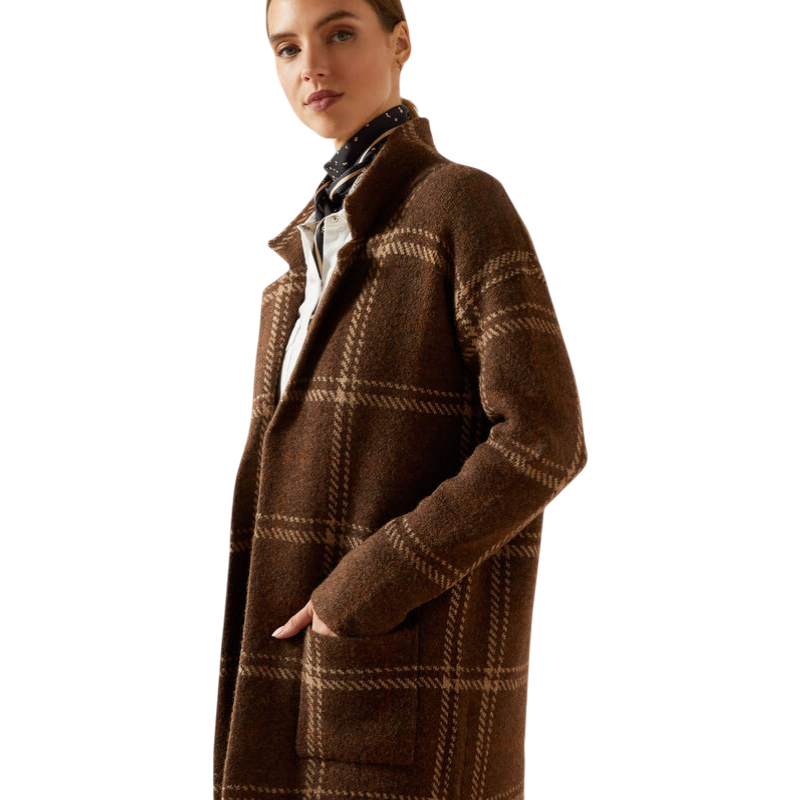 Ariat - Lange dames cardigan Ballston sorrel horse plaid | - Ohlala