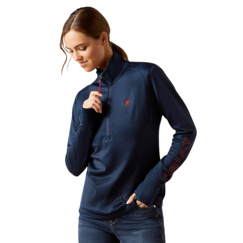 Ariat - Pul à col zippée femme Team EQ marine | - Ohlala