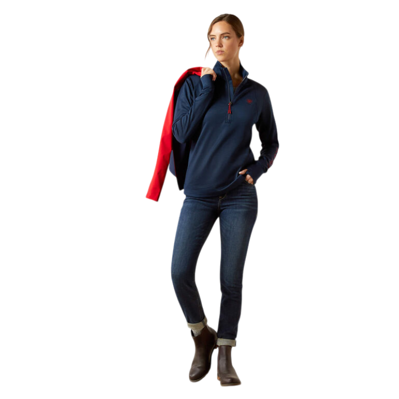 Ariat - Pul à col zippée femme Team EQ marine | - Ohlala