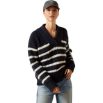 Ariat - Dames V-hals trui Arley navy cream stripe | - Ohlala