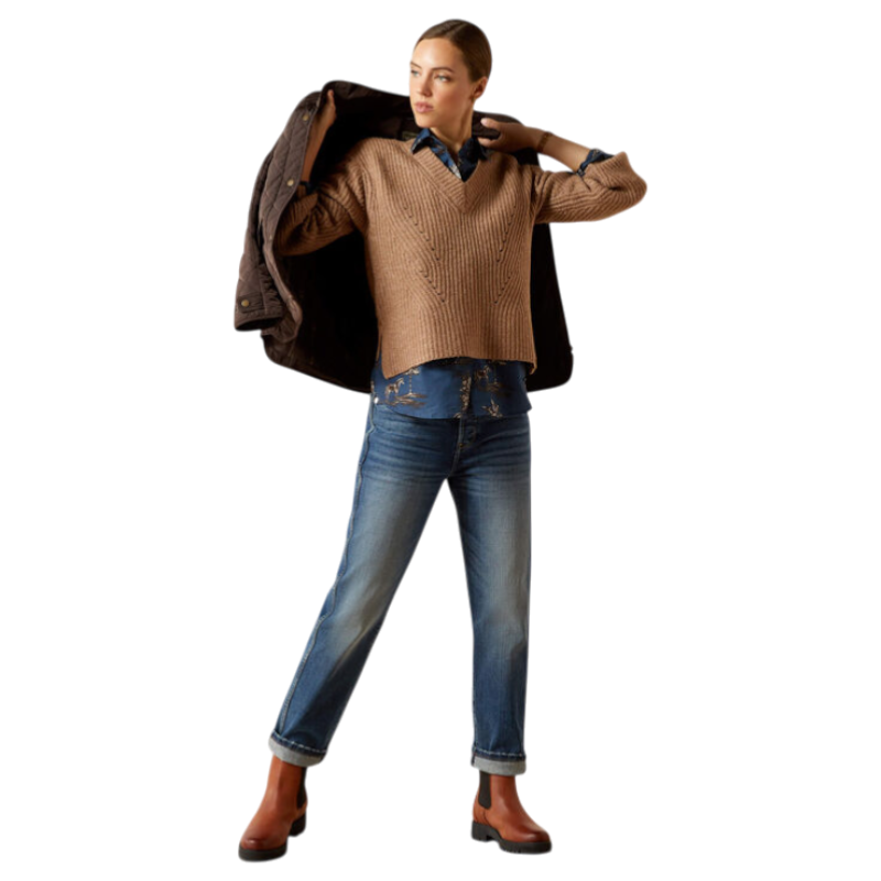 Ariat - Dames V-hals trui Blaydon woodsmoke heather | - Ohlala