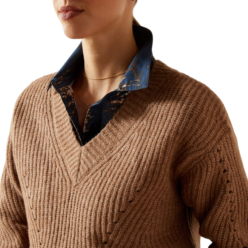 Ariat - Dames V-hals trui Blaydon woodsmoke heather | - Ohlala