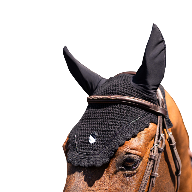 Samshield - Bonnet pour chevaux anti-bruit Embroidery noir | - Ohlala