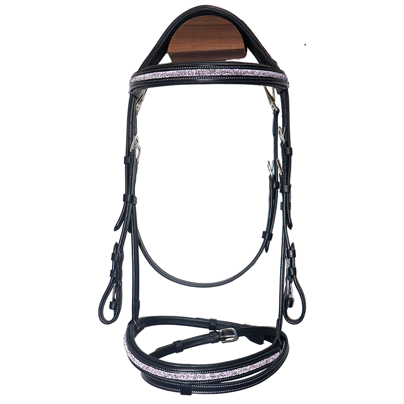 Flags & Cup - Bridon muserolle combinée Aachen noir/ argent