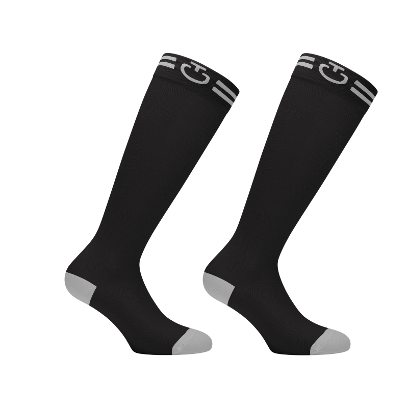 Cavalleria Toscana - Chaussettes d'équitation unisexe Jacquard Logo noir | - Ohlala