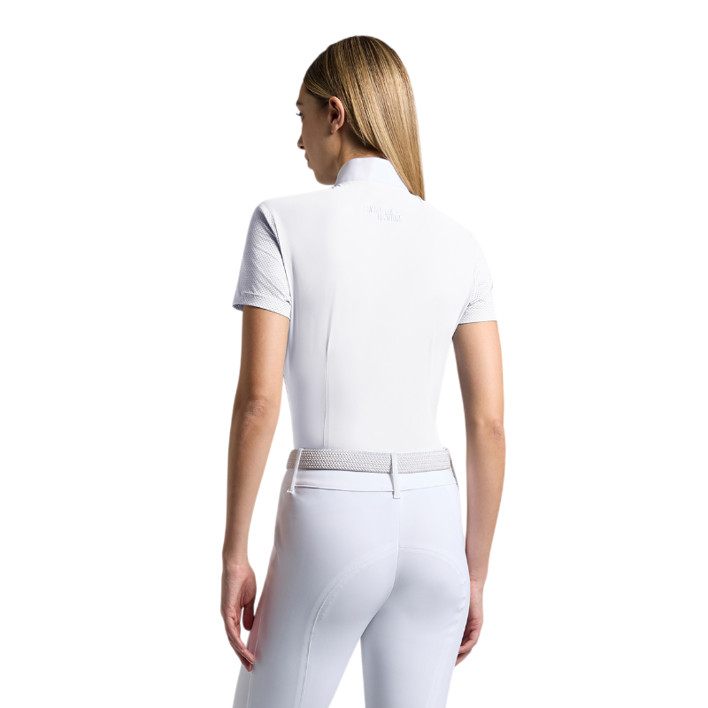 Cavalleria Toscana - Polo de concours manches courtes femme Perforated Jersey Inserts blanc