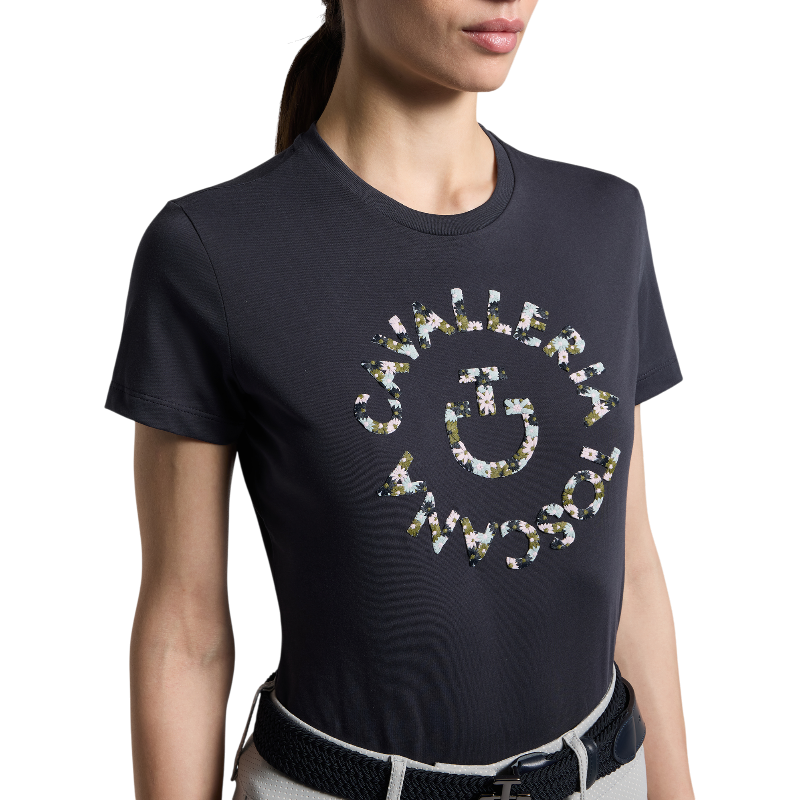 Cavalleria Toscana - T-shirt manches courtes femme Floral Embroidery ocean blue | - Ohlala