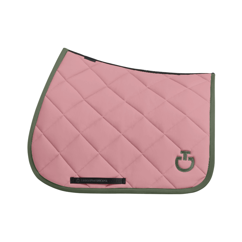 Cavalleria Toscana - Tapis de selle Diamond Quilted Jersey candy pink/ forest green | - Ohlala