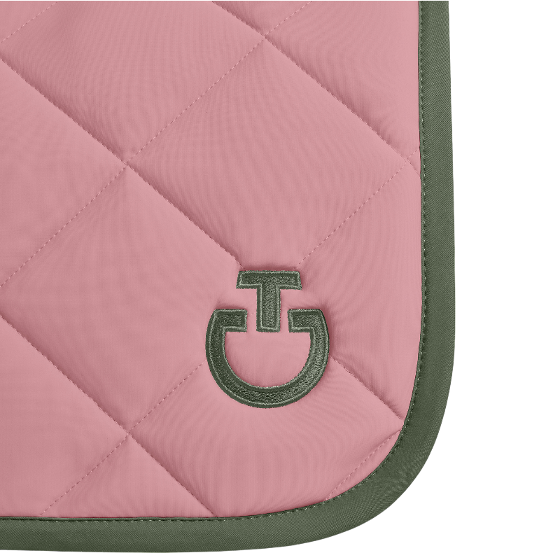 Cavalleria Toscana - Tapis de selle Diamond Quilted Jersey candy pink/ forest green | - Ohlala