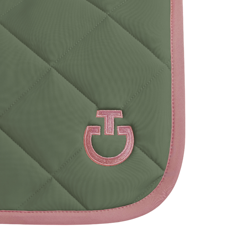 Cavalleria Toscana - Tapis de selle Diamond Quilted Jersey forest green/ candy pink | - Ohlala