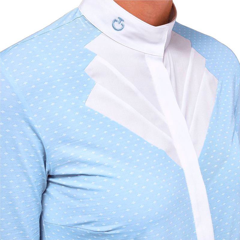 Cavalleria Toscana - Chemise de concours manches longues femme bleu/ blanc | - Ohlala