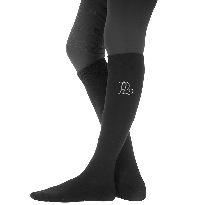 Pénélope - Chaussette d'équitation Luxe Strass noir | - Ohlala
