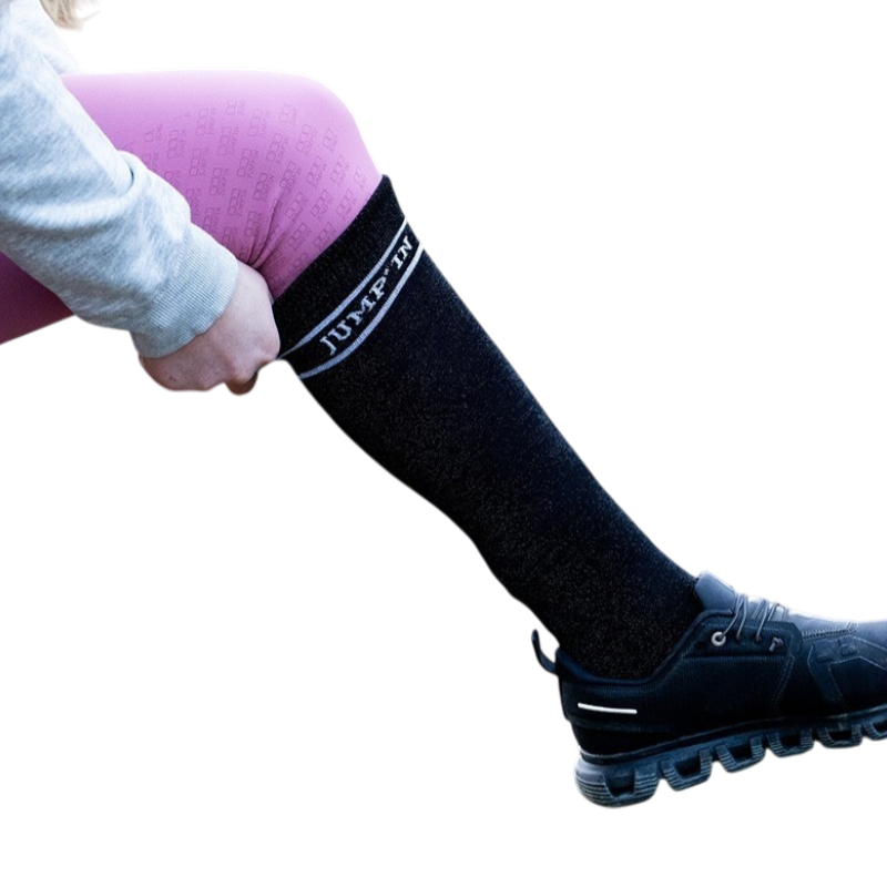 Jump'In - Chaussettes d'équitation Lurex noir | - Ohlala