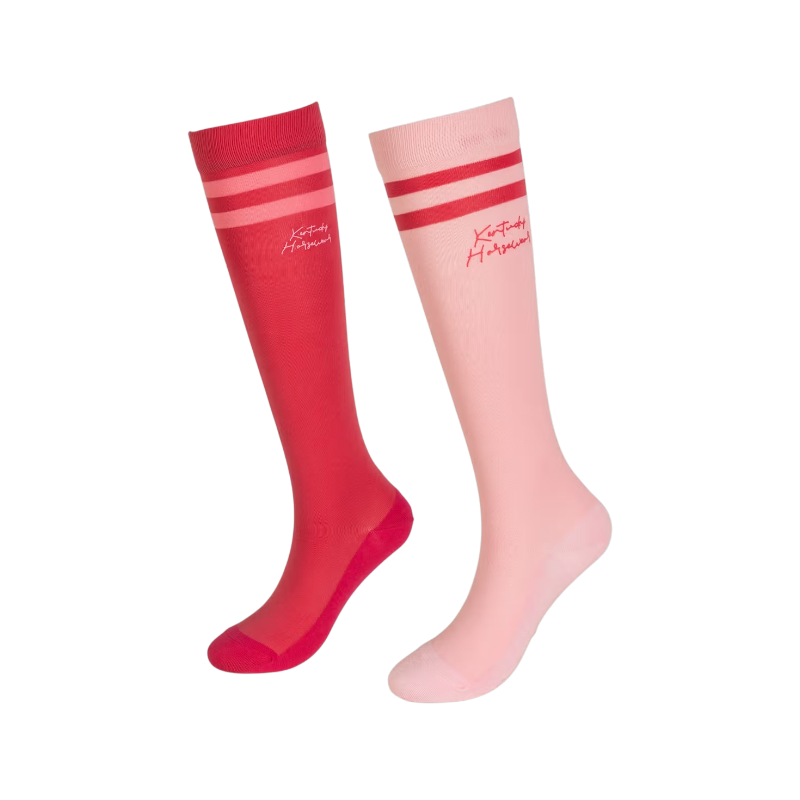 Kentucky Horsewear - Chaussettes d'équitation Stripes rose/ rose clair x2