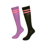 Kentucky Horsewear - Rijsokken Stripes violet/ donkergroen x2 | - Ohlala