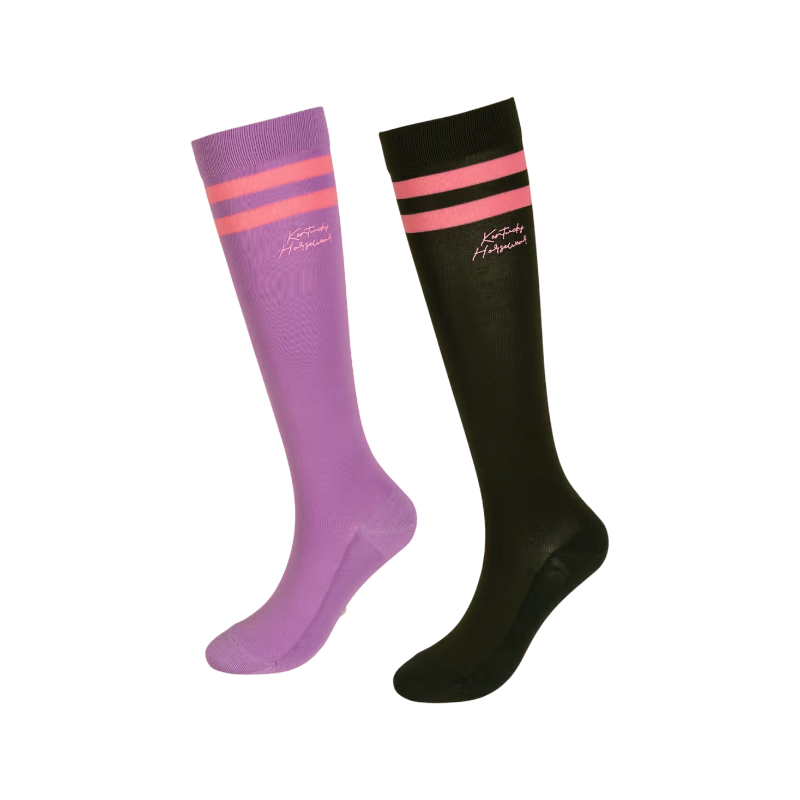 Kentucky Horsewear - Rijsokken Stripes violet/ donkergroen x2 | - Ohlala