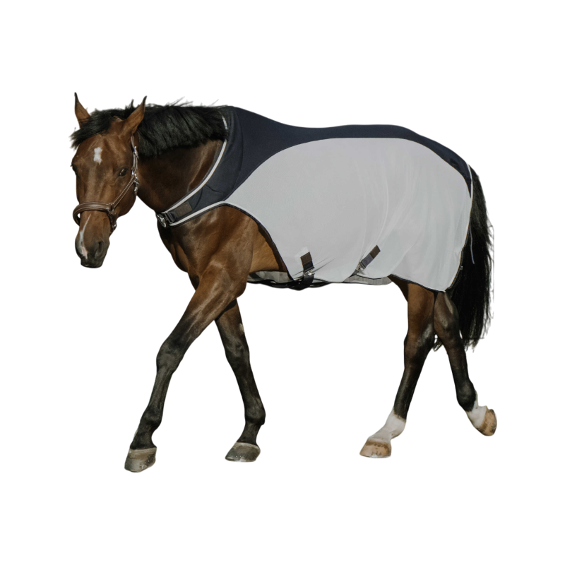 Equithème - Couverture de marcheur Flycool marine/ blanc | - Ohlala