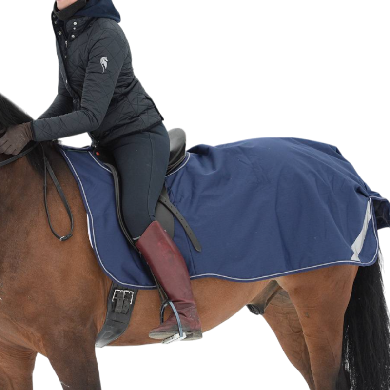 Bucas - Rijdeken Riding Rug navy/zilver 50g | - Ohlala