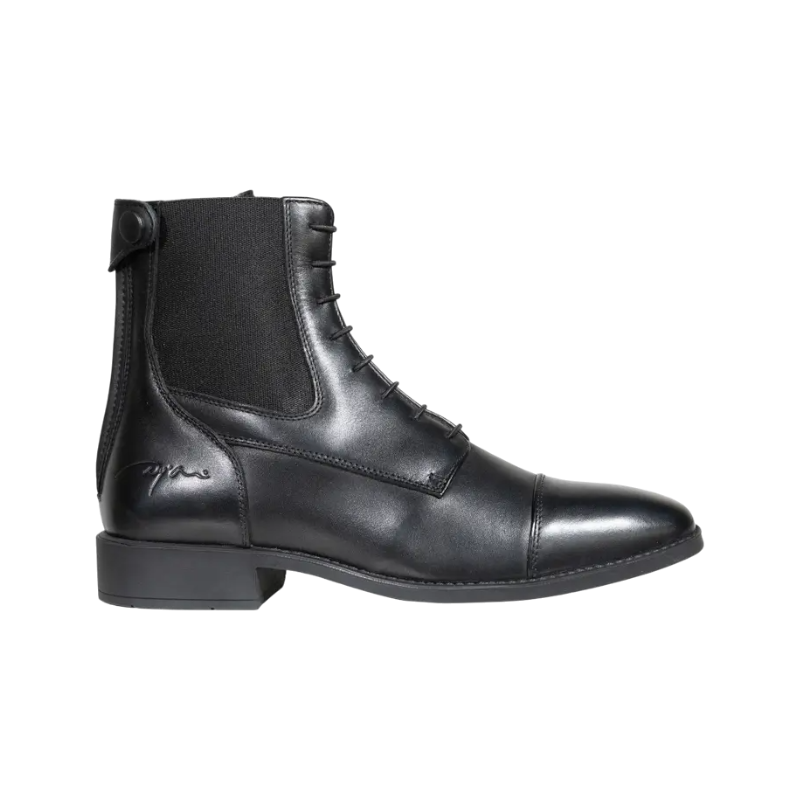 Boots d equitation en cuir a lacets noir Dyon OHLALA