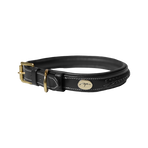 Dyon - Plat gevlochten halsband voor honden zwart | - Ohlala