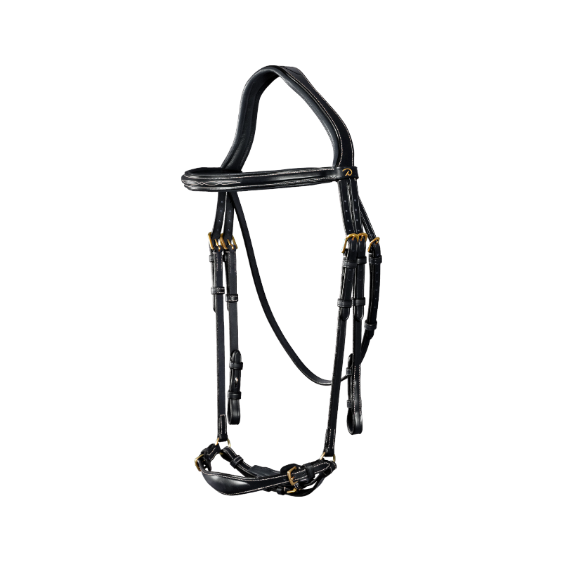 Dyon - Bridon muserolle allemande ajustable D Collection noir | - Ohlala