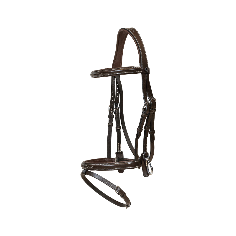 Dyon - Bridon muserolle combinée avec mousquetons Working By Dyon havane | - Ohlala