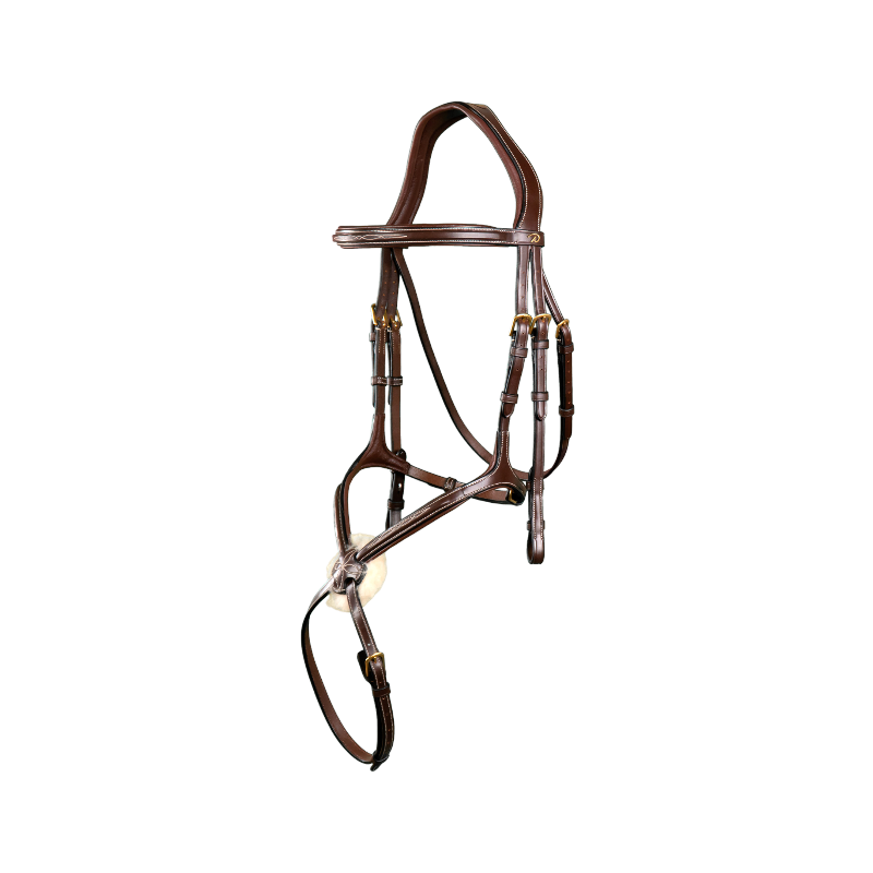 Dyon - Bridon muserolle croisée D Collection havane | - Ohlala