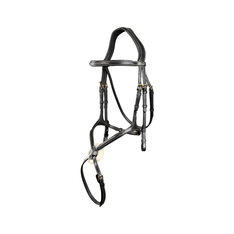 Dyon - Bridon muserolle croisée D Collection noir | - Ohlala