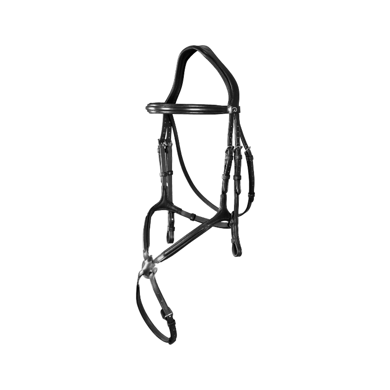 Dyon - Bridon muserolle croisée New English Collection noir | - Ohlala