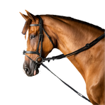 Dyon - Rênes allemandes en cuir et nylon 5/8 New English Collection noir | - Ohlala