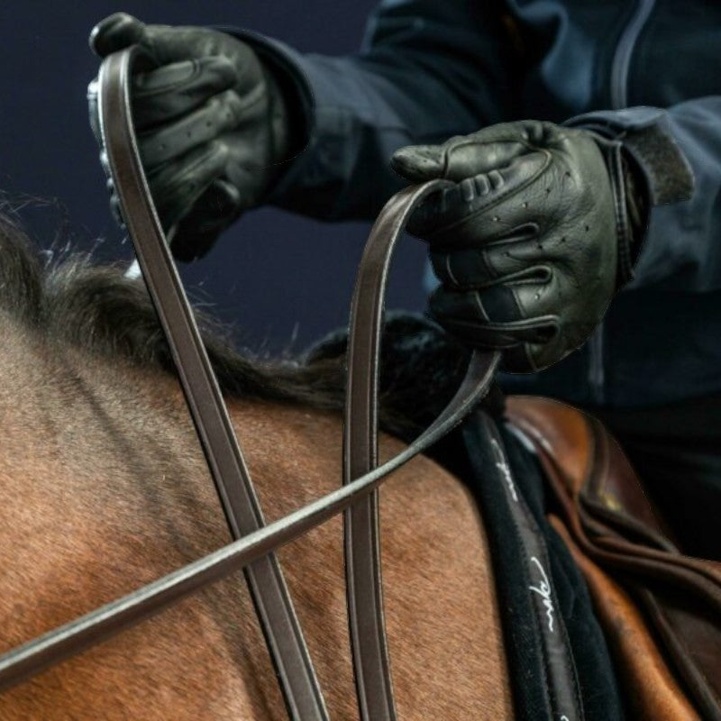 Dyon - Rênes de bride tout cuir 1/2 New English Collection noir | - Ohlala