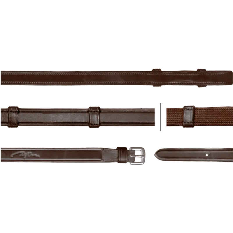 Dyon - Rênes hunter grip avec 7 arrêtoirs 5/8 (sans stopper) New English Collection brun | - Ohlala