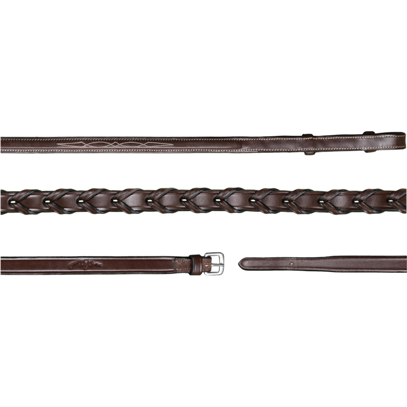 Dyon - Rênes tressées 1/2 US Collection marron | - Ohlala