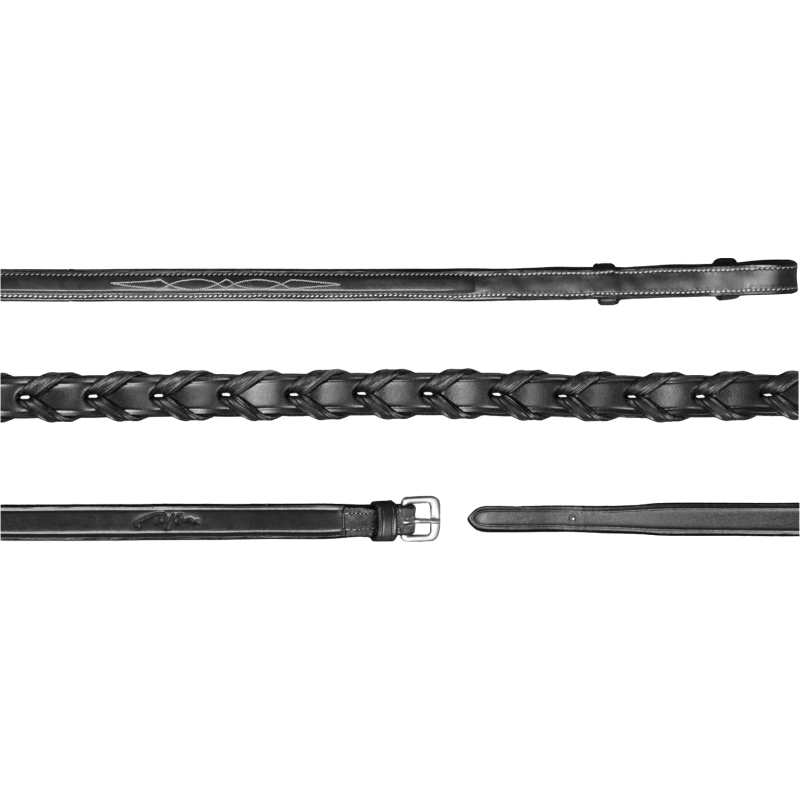 Dyon - Rênes tressées 1/2 US Collection noir | - Ohlala