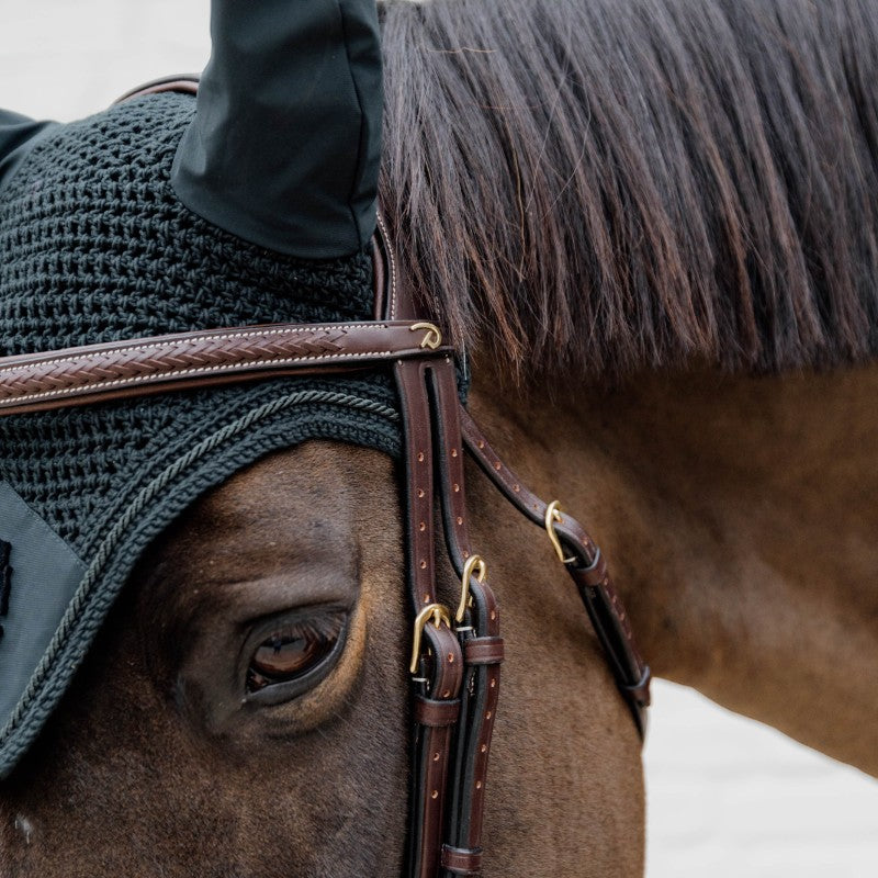 Dyon - Bridon muserolle combinée Tressé marron | - Ohlala