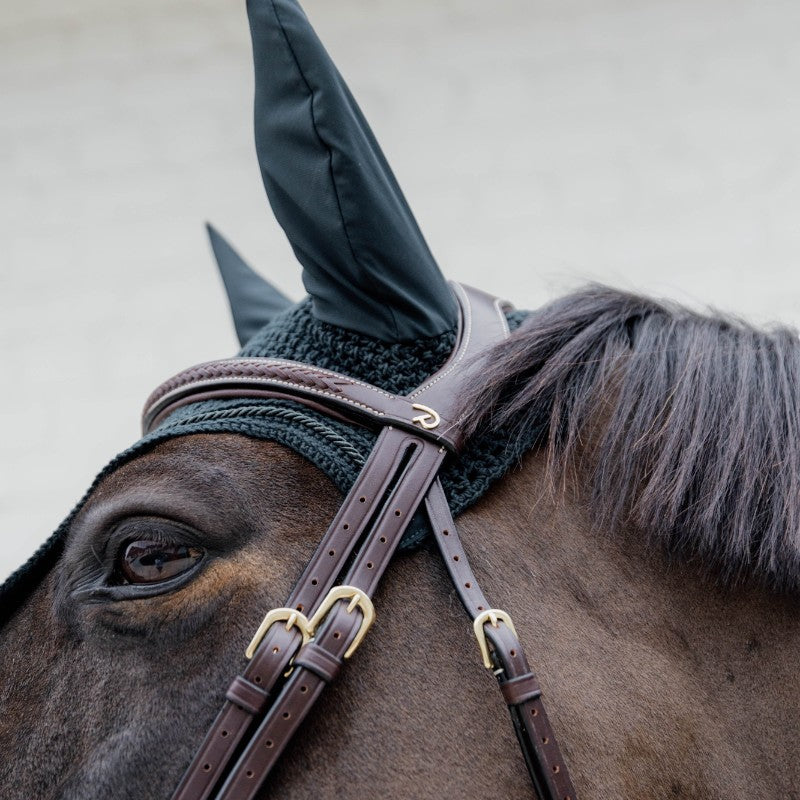 Dyon - Bridon muserolle combinée Tressé marron | - Ohlala