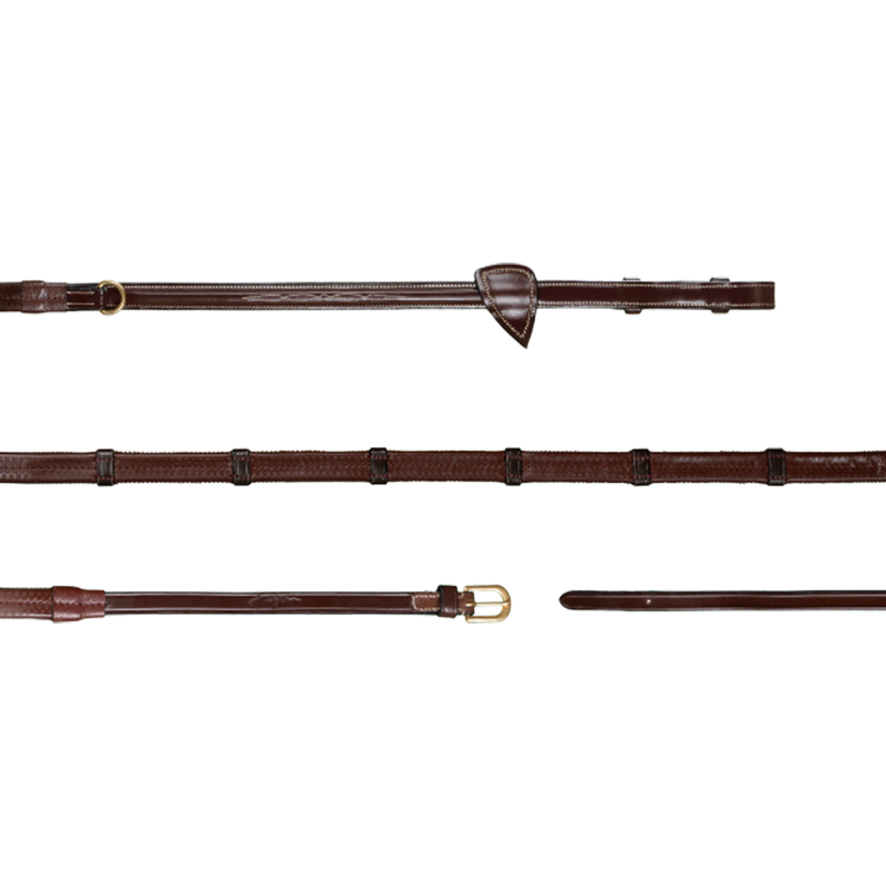 Dyon - Rênes Howlett en caoutchouc 1/2 avec 7 arrêtoirs D Collection brun | - Ohlala