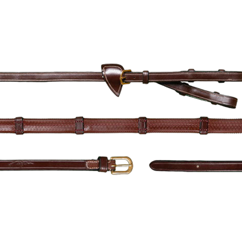 Dyon - Rênes à alliances caoutchouc 1/2 avec 7 arrêtoirs D Collection brun | - Ohlala