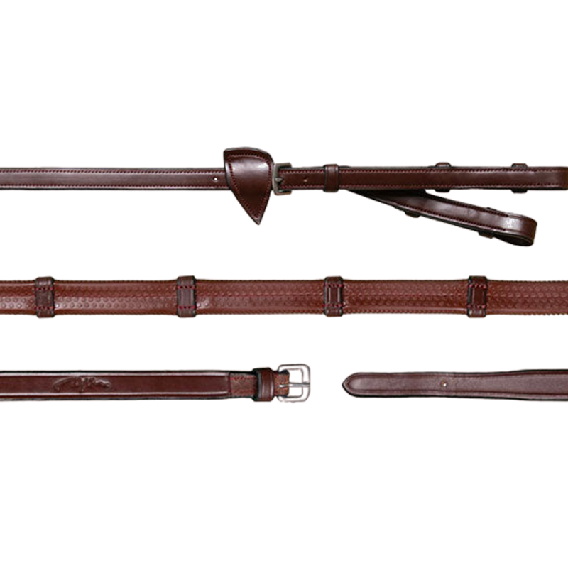 Dyon - Rênes à alliances caoutchouc 1/2 avec 7 arrêtoirs New English Collection brun | - Ohlala