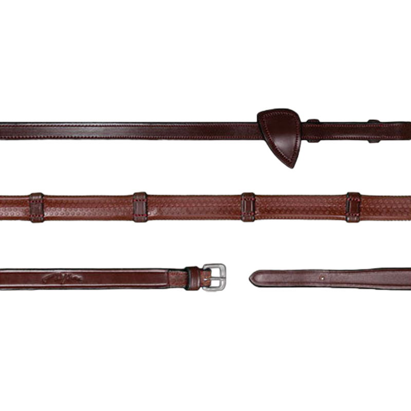 Dyon - Rênes caoutchouc 1/2 avec 7 arrêtoirs New English Collection brun | - Ohlala