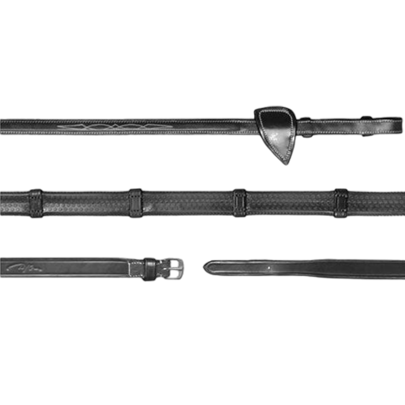 Dyon - Rênes caoutchouc 1/2 avec 7 arrêtoirs US Collection noir