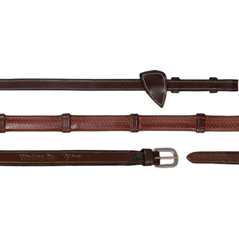 Dyon - Rênes caoutchouc 1/2 avec 7 arrêtoirs Working by Dyon brun | - Ohlala