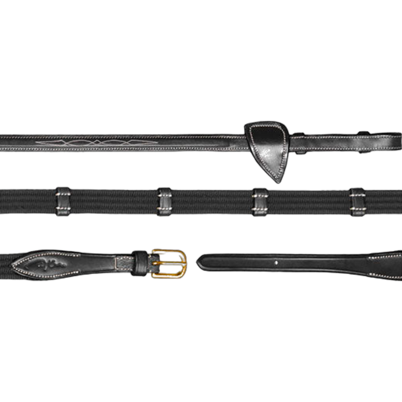 Dyon - Rênes tissu 5/8 avec 9 arrêtoirs D Collection noir | - Ohlala