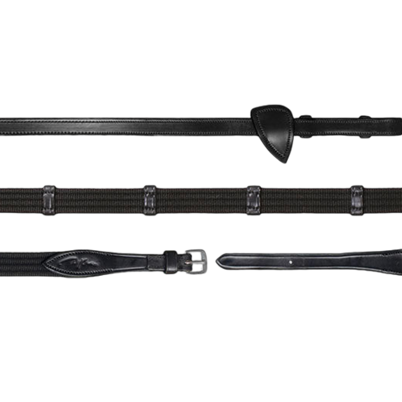 Dyon - Rênes tissu 5/8 avec 9 arrêtoirs New English Collection noir